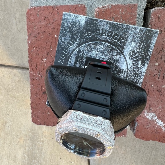 Fully Iced Moissanite Diamond Bezel Band Casio Gshock DW6900  Moissanite G Shock watch brand new